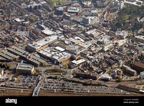 Aerial image of Peterborough city centre Stock Photo - Alamy