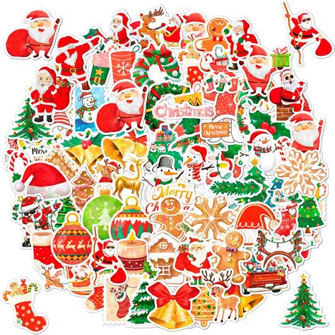 St Ck Weihnachtsaufkleber Selbstklebend Weihnachts Sticker Glitzer