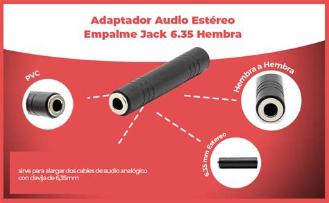 CABLEPELADO Adaptador Audio Estéreo Empalme Jack 6 35 Hembra Acoplador