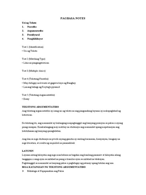 Pagbasa Notes Midterm Pdf