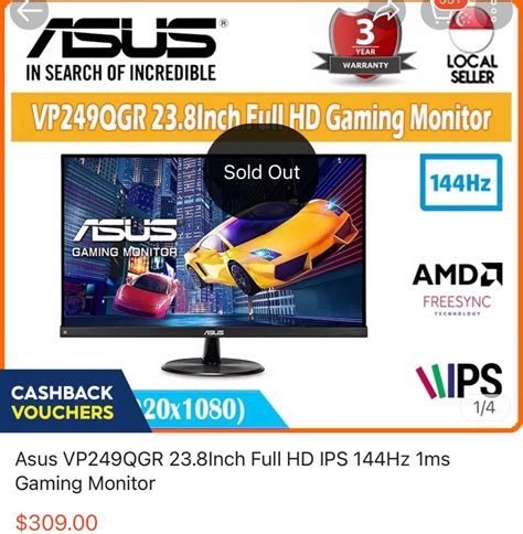 ASus VP249QGR 23.8Inch Full HD IPS 144hz gaming monitor, Computers ...