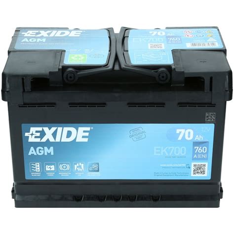 Exide EK700 AGM Start Stopp Autobatterie Starterbatterie 12V 70Ah 760A EN