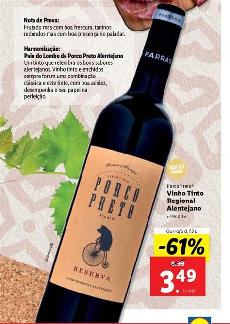 Promoção Porco Preto Vinho Tinto Regional Alentejano 0 75L em Lidl