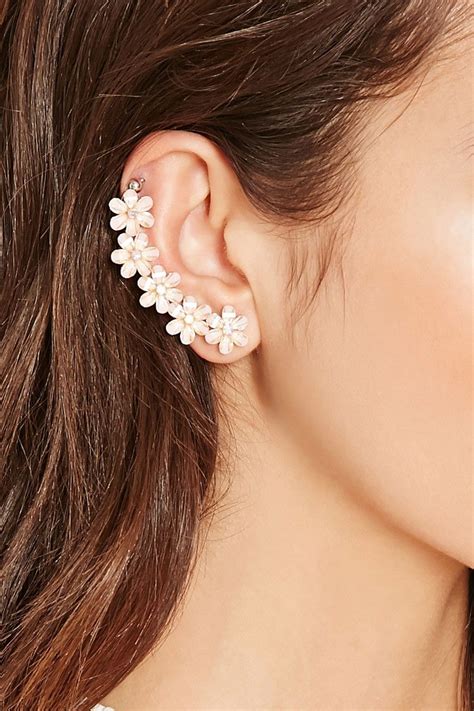 Floral Rhinestone Ear Cuff Rhinestone Ear Cuff Ear Cuff Earings Ear