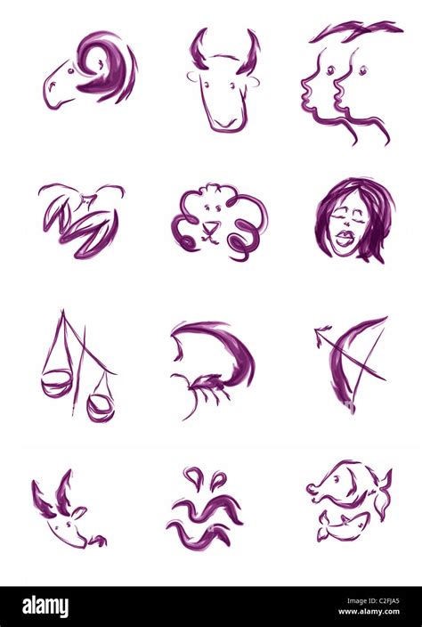 Sketch Illustration Of All Horoscope Zodiac Signs Stock Photo Alamy