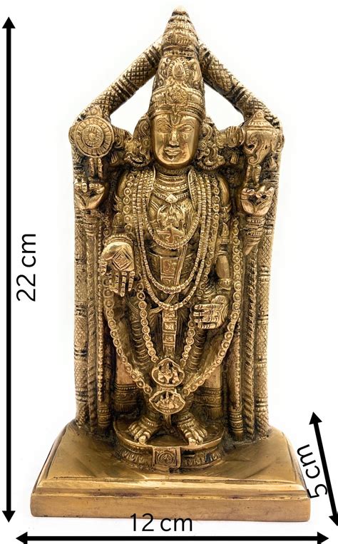 Bhunes Brass Balaji Statue Venkateshwara Idol Lord Thirupathi Murti