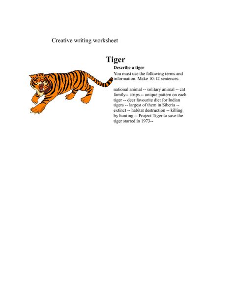 Tiger Creative Writing Worksheet