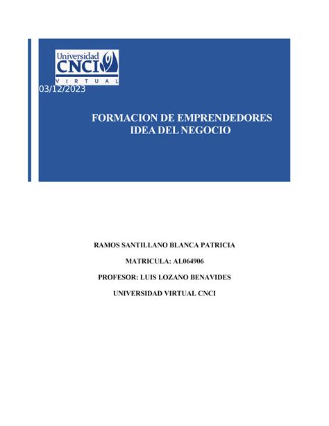 Actividad 1 formación de emprendedores idea del negocio act 1 03