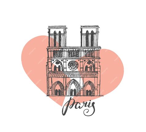 Premium Vector Notre Dame De Paris Cathedral France Illustration In The Style Of Hand Drawing