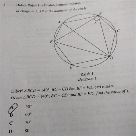 solved   rajah    diameter bulatan  diagram  ad