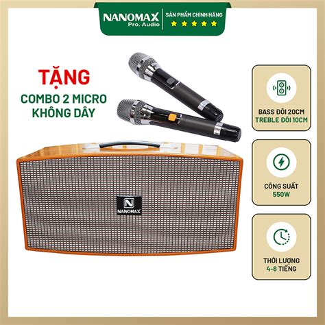 Loa Karaoke Xách Tay Nanomax TA 550 Bass Đôi 20cm 550w Loa Kẹo Kéo