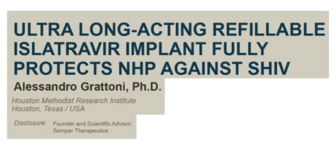 Ultra Long Acting Refillable Islatravir Implant Fully Protects Nhp