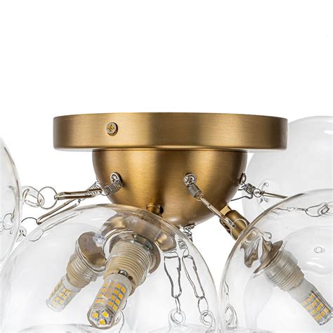 Brass Cluster Clear Glass Globe Bubble Ceiling Light Lightfixturesusa