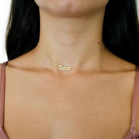 14k Gold Gothic Name Necklace Gold Name Necklace 14k Solid Gold Name Necklace Name