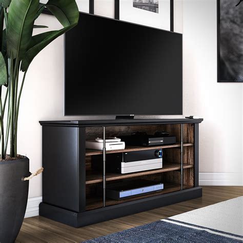 4294407 Hoffman 47 Rustic TV Stand Black And Walnut D AFW