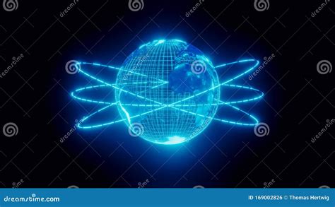 Hologram Of Earth Globe Projection Over Black Background Technology