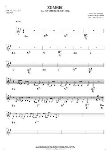 Zombie Tablature Rhythm Values For Guitar Guitar Part