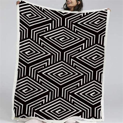 Blessliving 3d Geometric Throw Blanket Black And White Diamond Shapes