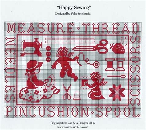 A Cross Stitch Pattern With The Words Happy Sewing