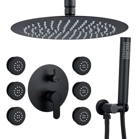 Buy Gotonovo Matte Black Ceiling Ed 12 Round Rain Shower Faucet Set