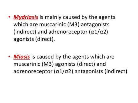 Screening of miotic and mydriatic agents