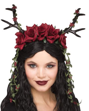 Fantasy Deer Antlers With Roses as costume accessories | Horror-Shop.com