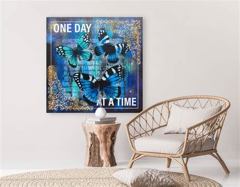 One Day At A Time Recovery Slogan Butterfly Painting Recovery