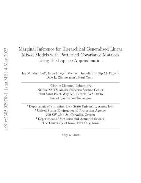 Pdf Marginal Inference For Hierarchical Generalized Linear Mixed