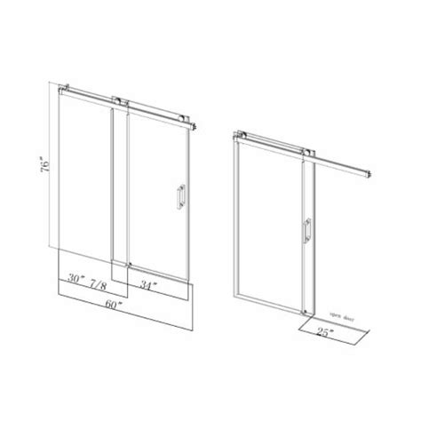 Exbrite 56 60 Wide X 76 High Double Sliding Frameless Shower Door With