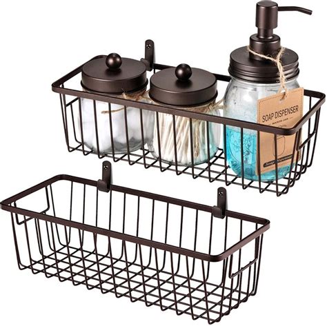 SheeChung Farmhouse Decor Metal Wire Bathroom Storage Organizer Basket