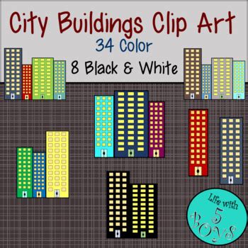 City Buildings Clip Art FREE Sample by Life with 5 Boys | TpT