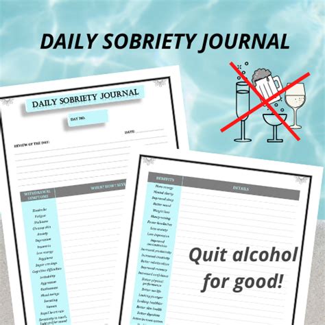 Daily Sobriety Journal Blue Etsy Quitting Alcohol Sobriety