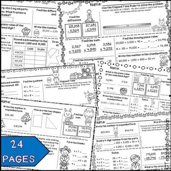 Easter Rd Grade Math Morning Work Third Grade Spiral Review Tpt