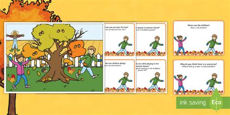 Autumn Scene Question Cards Englishafrikaans Teacher Made