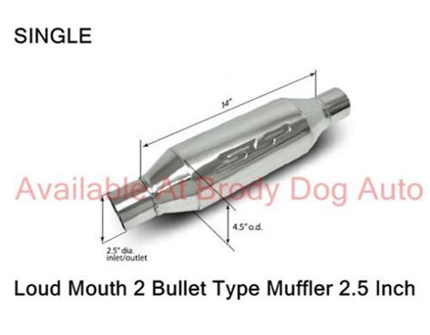 SLP Bullet Type LOUD MOUTH 2 Muffler Stainless With 2 5 Inlet Outlet