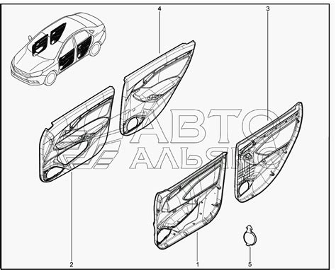 720110 Обивка дверей Lada Vesta Чертеж № 74 список деталей