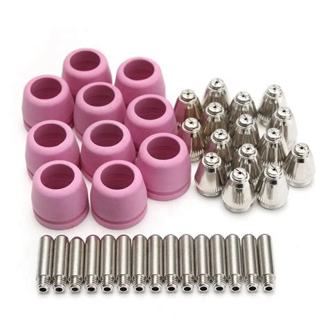 New 40Pcs Plasma Cutter Consumables Kit Electrodes Nozzles Tips Shield