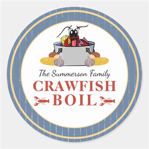 Crawfish Boil Summer Seafood Barbecue Party Classic Round Sticker Zazzle