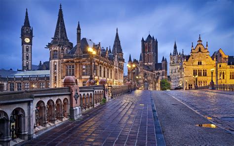 Ghent Belgium City' Gothic Style Of Architecture Desktop Wallpaper Full ...