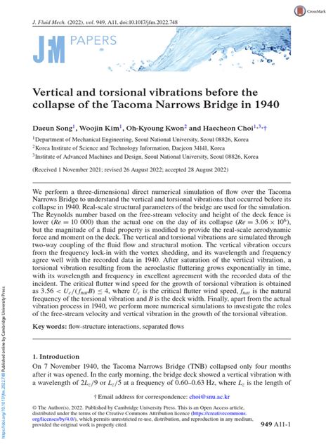 Vertical and Torsional Vibrations Before The Collapse of The Tacoma ...