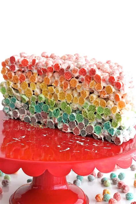 Rainbow Cereal Cake | The BakerMama