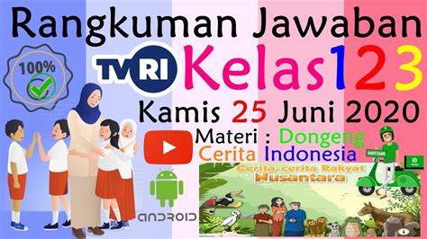 Soal Dan Jawaban Tvri Kelas 1 3 Sd Kamis 25 Juni 2020 YouTube