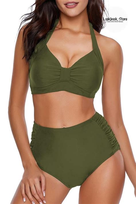 Army Green Bikini Army Green Bikini Bikinis Halter Bikini Set Hot Sex