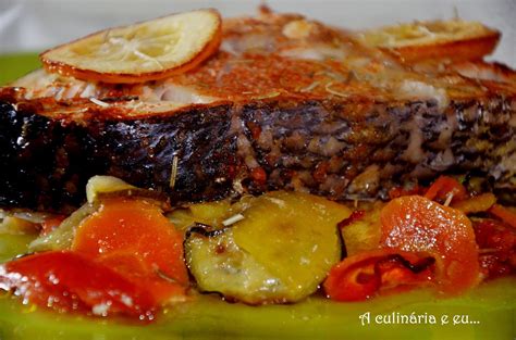 Perca No Forno Em Cama De Legumes