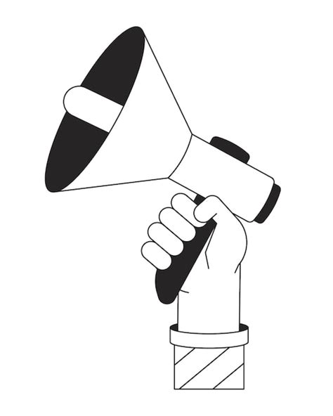 Premium Vector Holding Megaphone Bw Concept Vector Spot Illustration