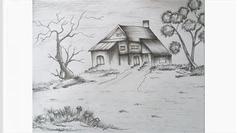 How To Draw A Simple Landscape With Pencil Step By Step Youtube