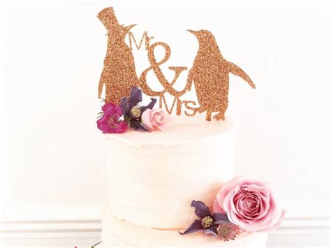 Mr And Mrs Penguin Wedding Cake Topper Standard Size Wedding Cake