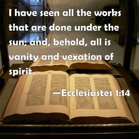 Ecclesiastes 1 14 I Have Seen All The Works That Are Done Under The Sun