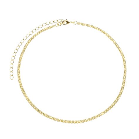 Choker Folheado A Ouro 18k Corrente Dupla