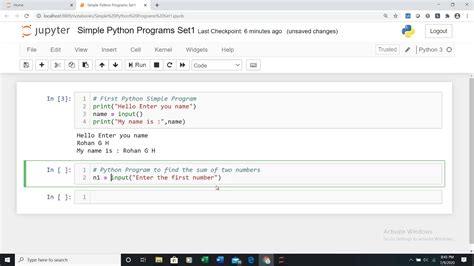 Simple Jupyter Python Program Set1 YouTube